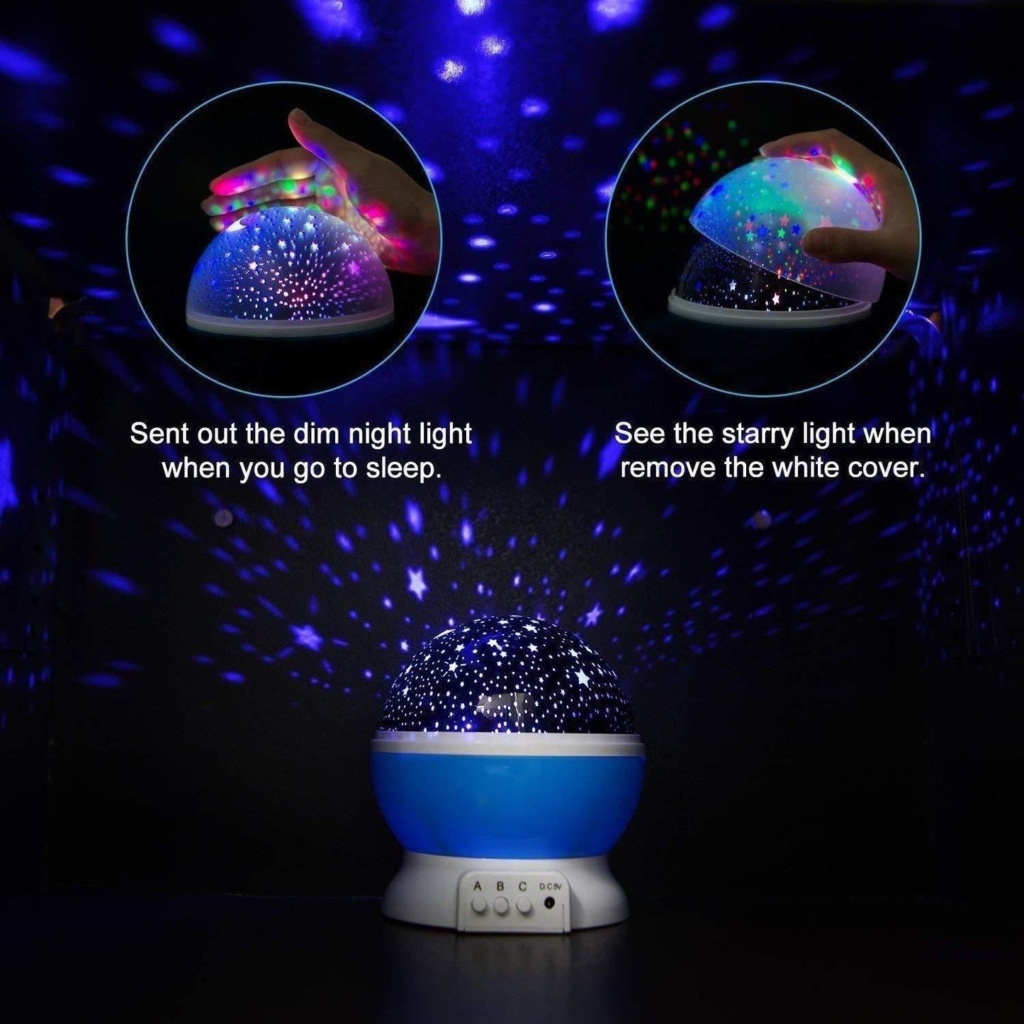 Star Master Rotating 360 Degree Moon Night Light Lamp Projector with Colors and USB Cable,Lamp for Kids Room Night Bulb (Multi Color,Pack of 1) (Random)
