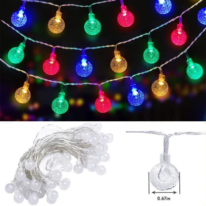 LED Crystal Bubble Ball String Fairy Lights For Decoration (14 Ball - Multicolor)
