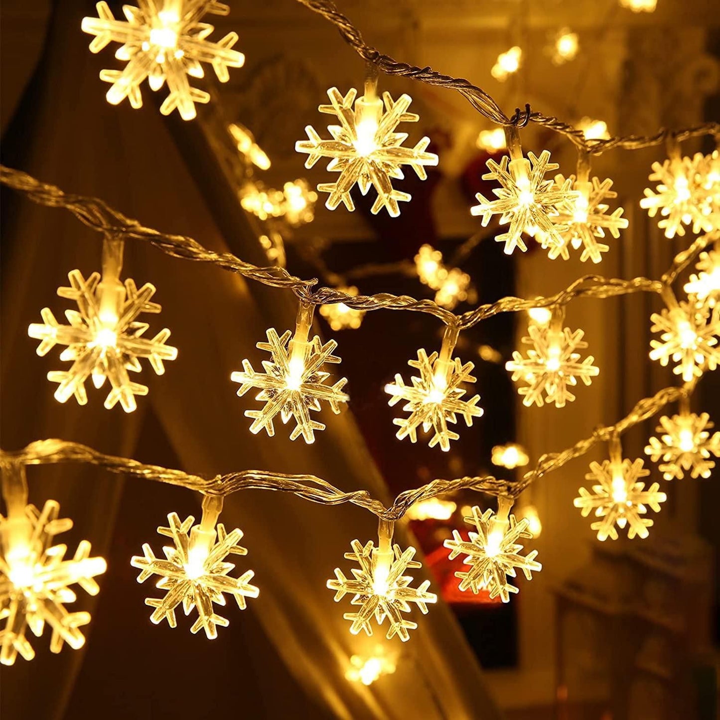 Snowflake Serial String Lights for Decoration (Warm White)